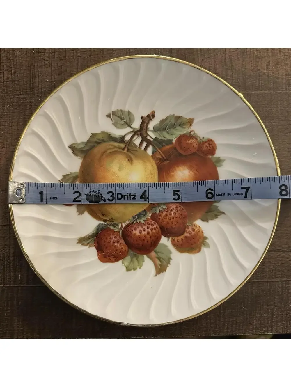 Vintage Noritake Porcelain Fruit Pattern Dessert Plate with Gold Trim